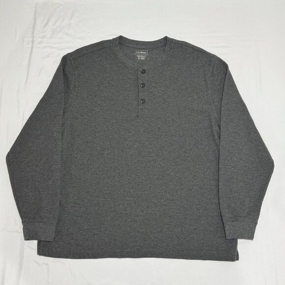 L.L.Bean Henley Long Sleeve Shirts Mens XL Bundle Gray Red Green Waffle Pristine - Picture 3 of 14